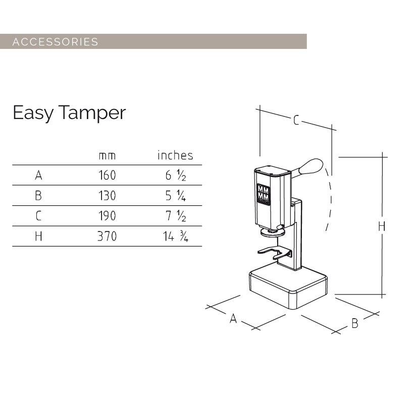 Mazzer Easy Tamper mit Basis - Ø 53mm - Ø 54,5mm - Ø 57,5mm